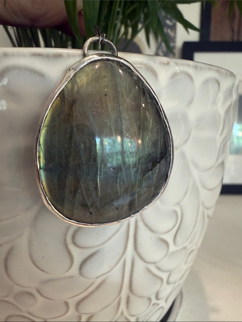 Labradorite Teardrop Pendant Necklace - Silver - Picture 3 of 11